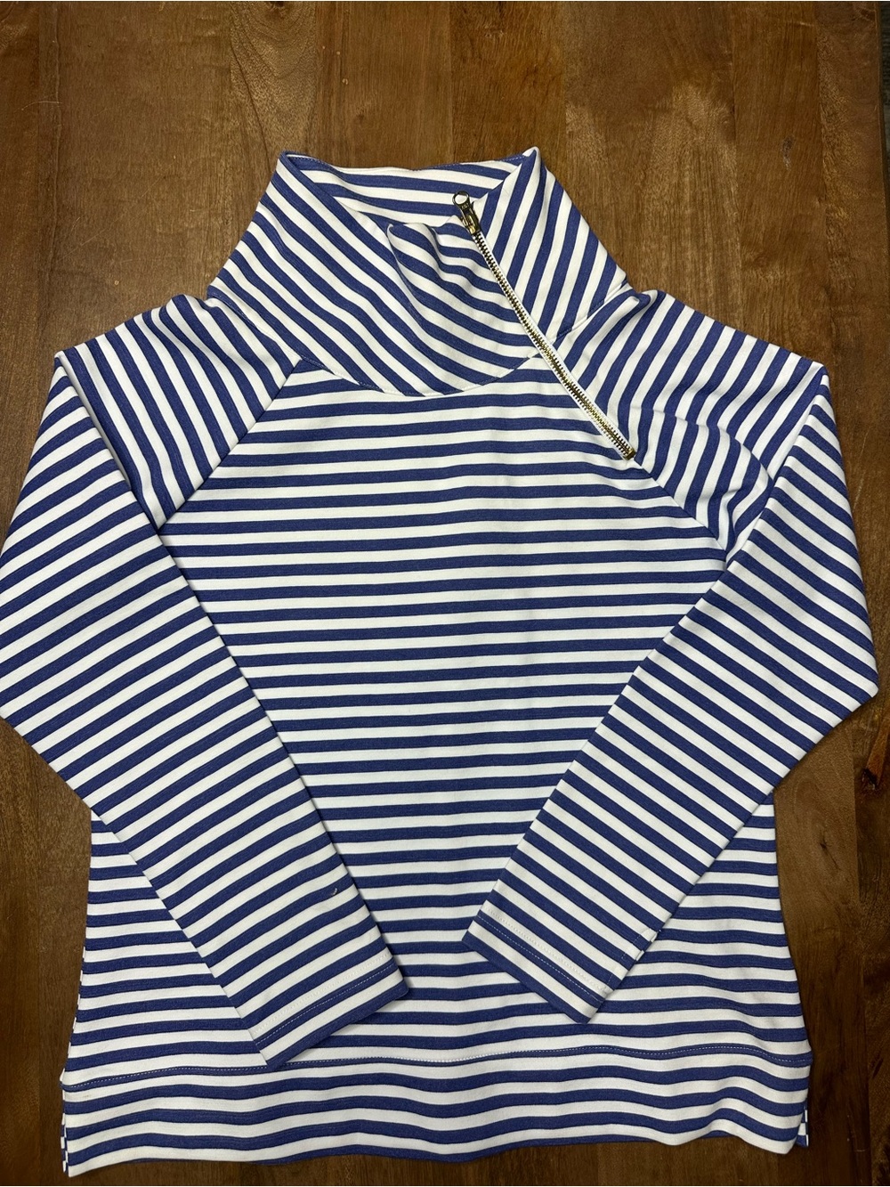 Duffield Lane Blue & White Striped Top